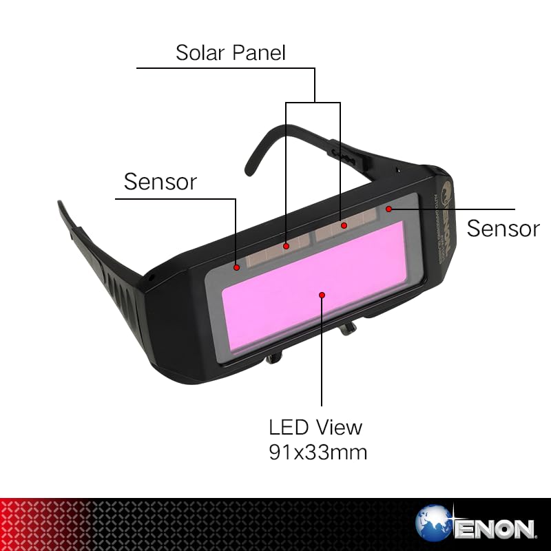 ENON Welding Protection Glass, Auto Darkening Eye Protection Welding Goggles, UV Protection Welding Safety Glasses, Comfortable Anti Glare Protective Glasses (AW-1001) ENON Welding Protection Glass, Auto Darkening Eye Protection Welding Goggles, UV Protection Welding Safety Glasses, Comfortable Anti Glare Protective Glasses (AW-1001)